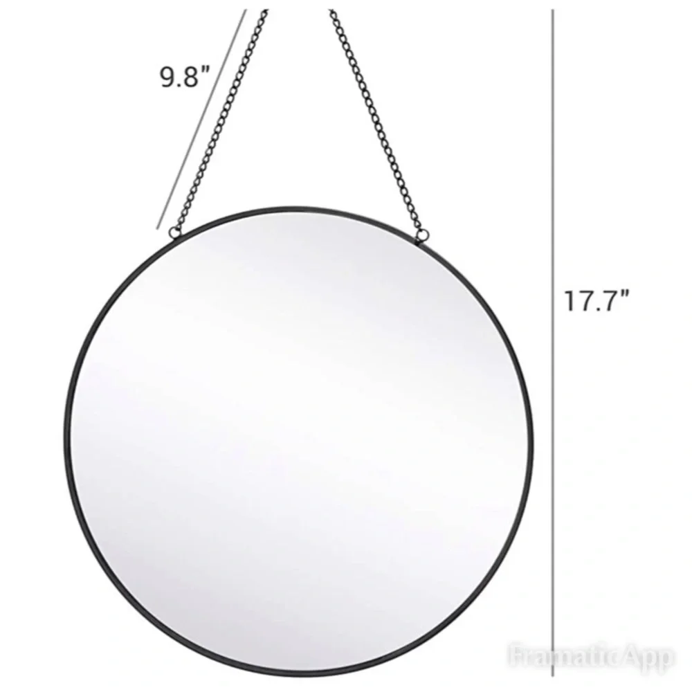 Black Chain Hanging Circle Mirror